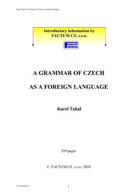 A Grammar of Czech as a Foreign Language