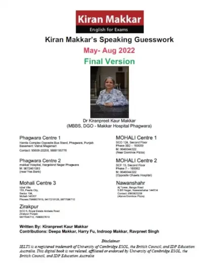 ماکار اسپیکینگ | خرید کتاب زبان انگلیسی Makkar Ielts Speaking May-Aug 2022 Final Version