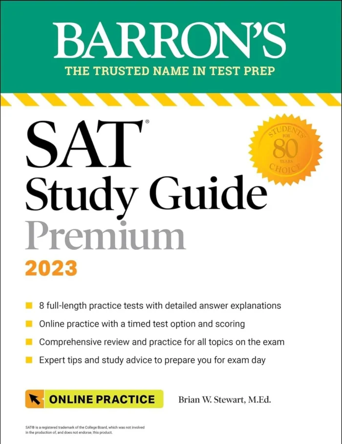 بارونز اس ای تی استادی گاید پریمیوم کتاب انگلیسی Barrons SAT Study Guide Premium 2023